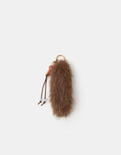 Beaded Faux Fur Bag Charm, , large