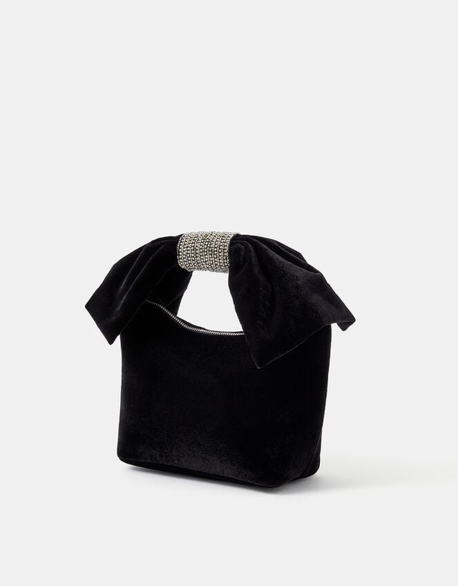 Bow Handle Velvet Bag, , large