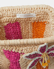 Stripe Raffia Clutch Bag, , large