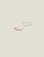 2-Pack Sterling Silver-Plated Beaded Rings, Silver (ST SILVER), large