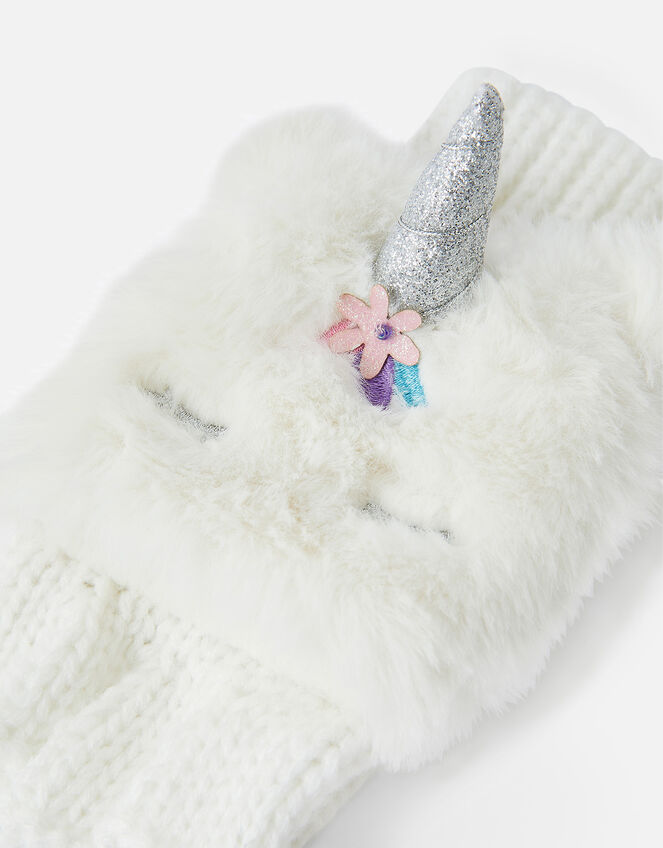 Girls Unicorn Capped Gloves, Ivory (IVORY), large