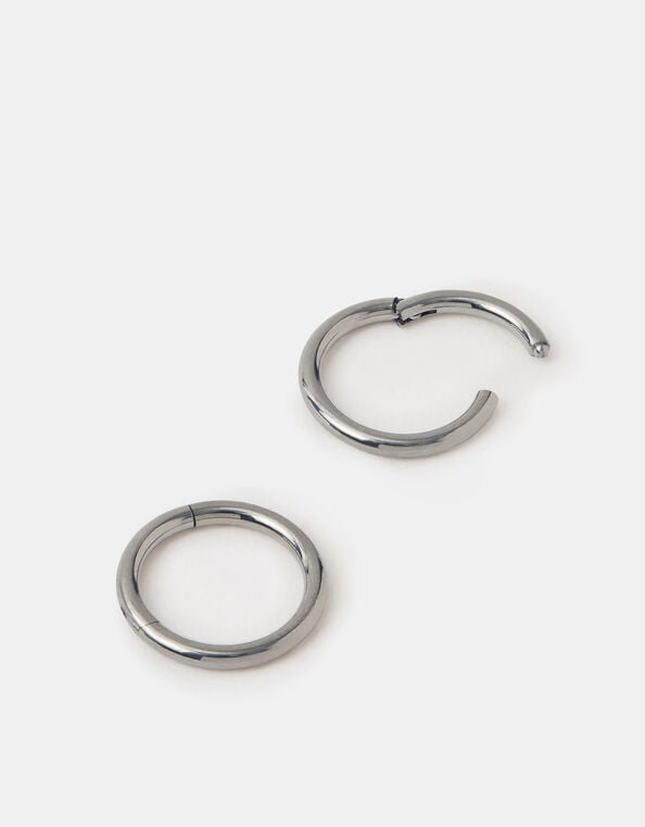8mm Titanium Clicker Hoop Earrings, , large