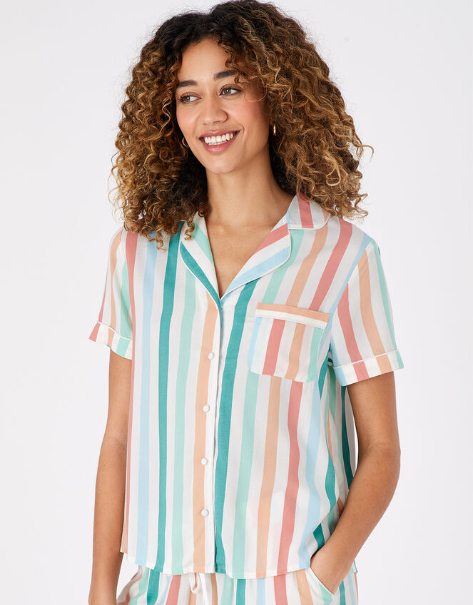 Stripe Shirt and Shorts PJ Set, Multi (BRIGHTS-MULTI), large