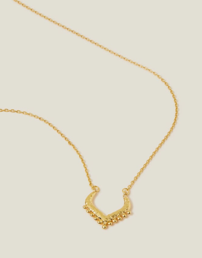14ct Gold-Plated Sparkle V-Pendant Necklace, , large
