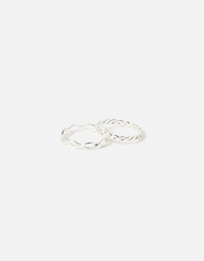 Crossover Band Rings Set of Two, Silver (SILVER), large