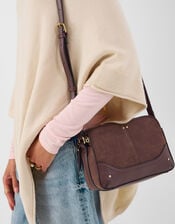 Classic Double Zip Crossbody Bag, Brown (CHOCOLATE), large