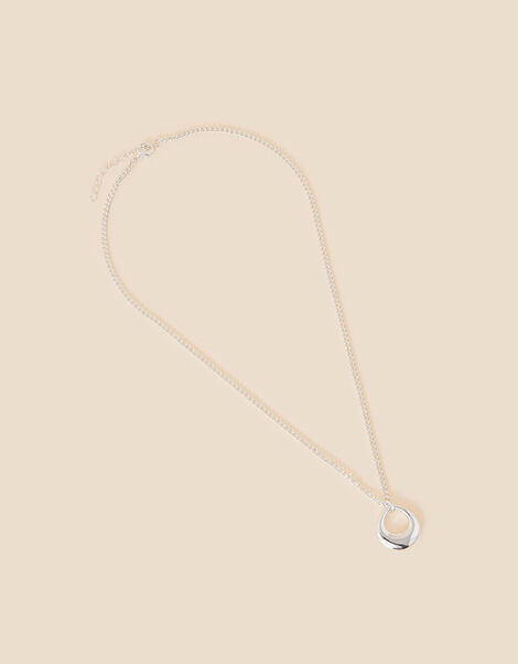 Sterling Silver Bubble Round Pendant Necklace, , large