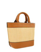 Raffia Stripe Shopper Bag, Tan (TAN), large