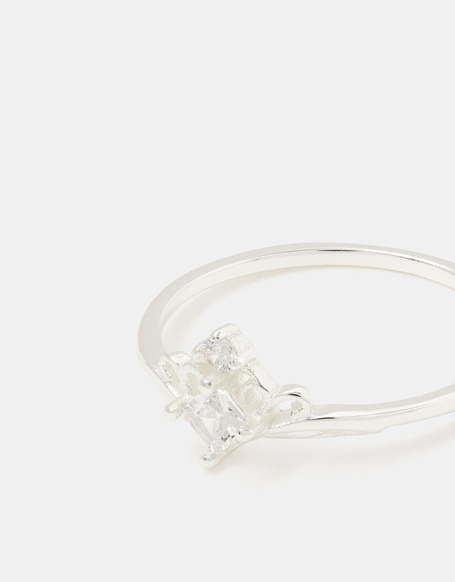 Sterling Silver Crown Ring, Silver (ST SILVER), large