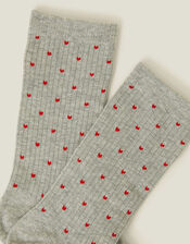 Heart Print Rib Socks, , large