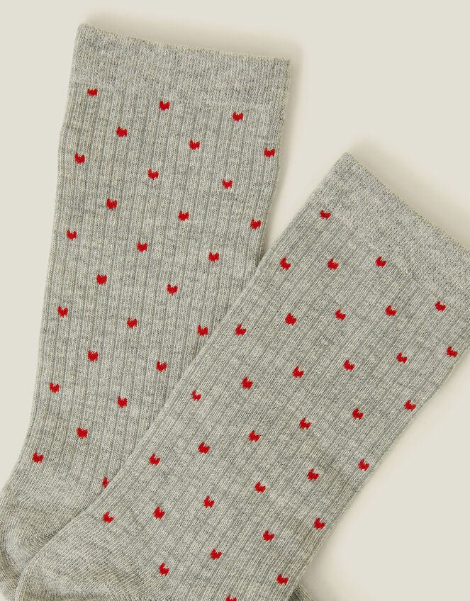 Heart Print Rib Socks, , large