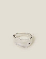Sterling Silver-Plated Chunky Wave Ring, Silver (ST SILVER), large