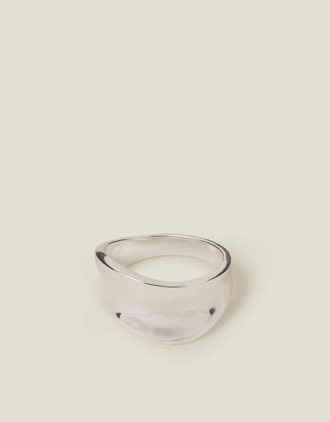 Sterling Silver-Plated Chunky Wave Ring, Silver (ST SILVER), large