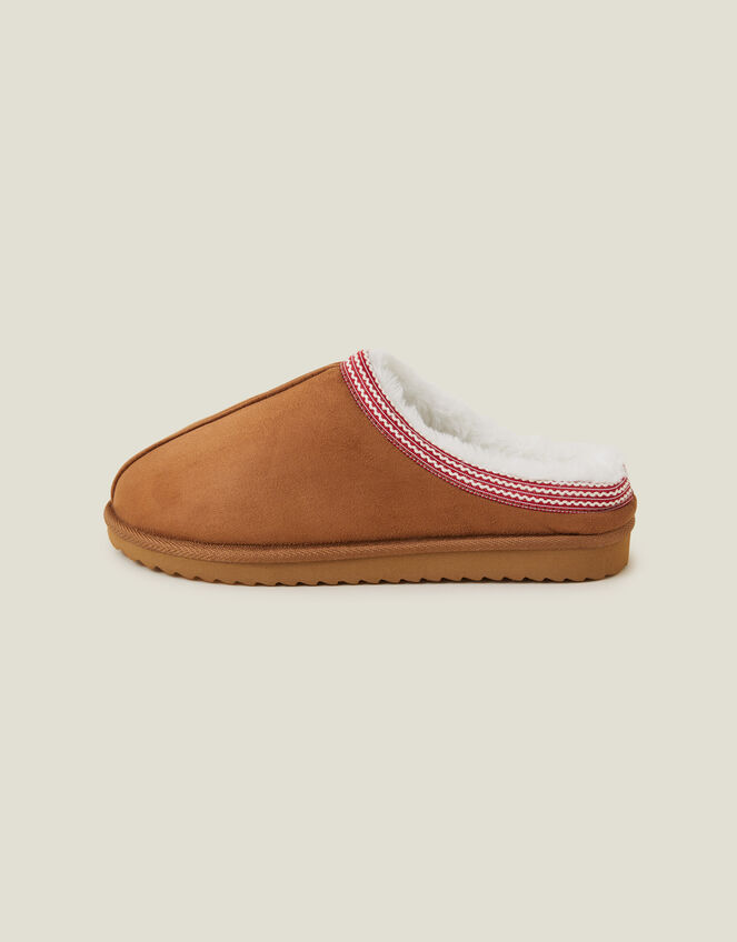 Suedette Braid Mule Slippers, Tan (TAN), large
