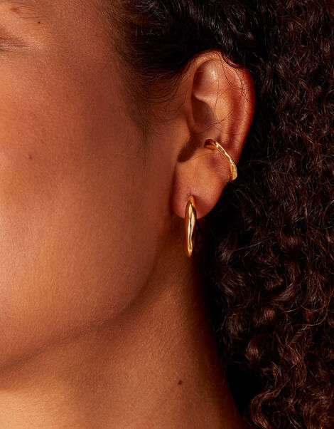 14ct Gold-Plated Molten Ear Cuff, , large