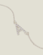 Sterling Silver Sparkle Initial Bracelet, Silver (ST SILVER), large