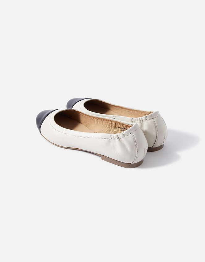 Leather Ballerina Flats, Black (BLACK WHITE), large