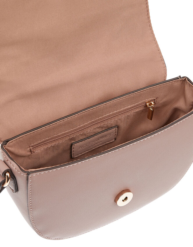 Buckle Saddle Cross-Body Bag, Nude (NUDE), large
