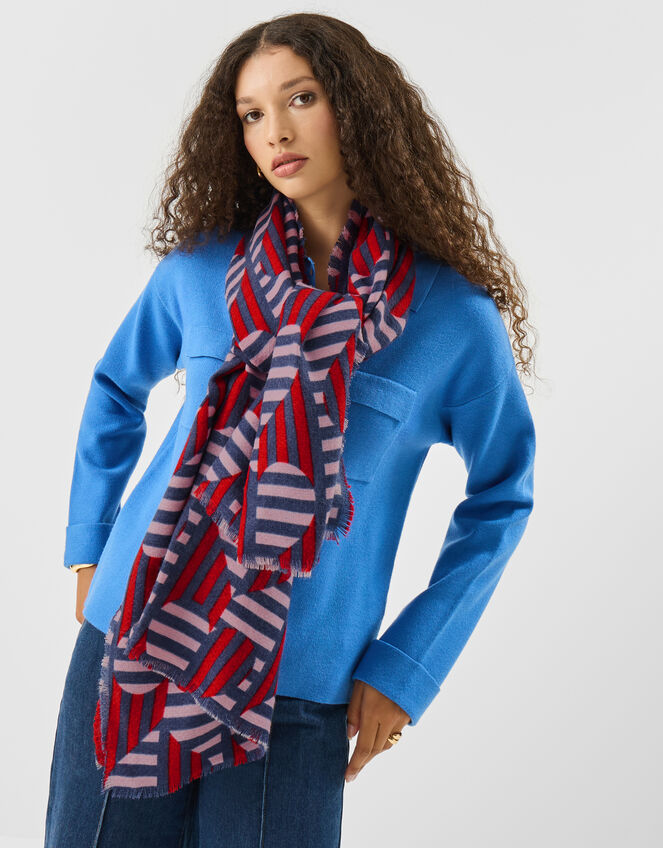 Lightweight Heart Stripe Scarf, , large