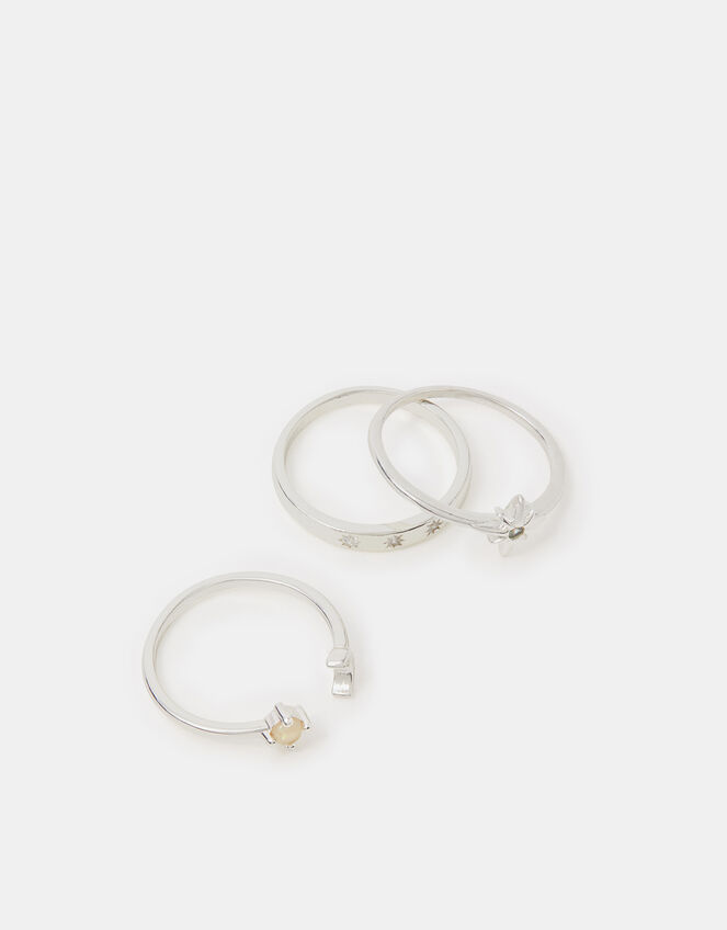3-Pack Sterling Silver-Plated Celestial Rings, Silver (ST SILVER), large