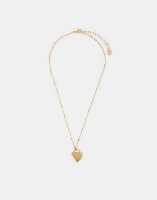 Flat Heart Pendant Necklace, Gold (GOLD), large