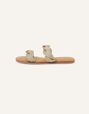 Twisted Two-Strap Sliders, Gold (GOLD), large
