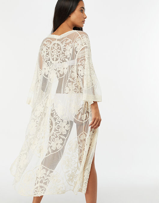 cream lace beach cover up