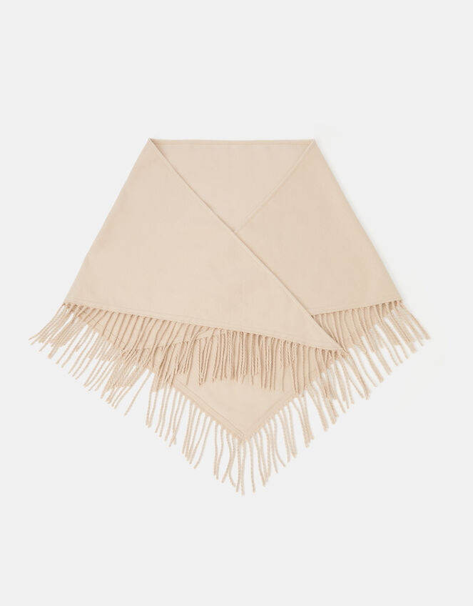 Fringe Knitted Triangle Scarf, , large