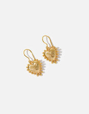 14ct Gold-Plated Grecian Heart Drop Earrings, , large
