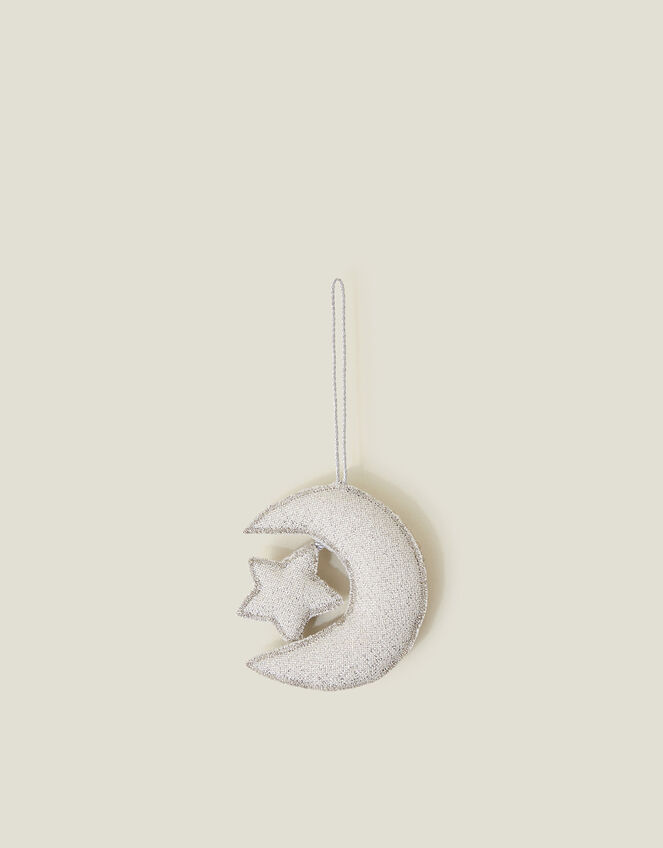 Embroidered Moon and Star Christmas Tree Decoration, , large