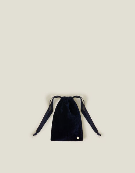 Velvet Drawstring Jewellery Pouch, Blue (NAVY), large