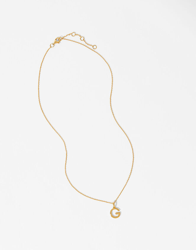 Gold Vermeil Initial Pendant Necklace - G, , large