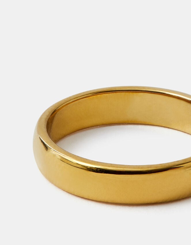 Stainless Steel Chunky Band Ring , Gold (GOLD), large