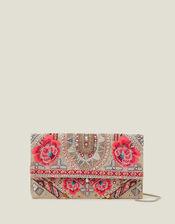 BRAIDED STRAP CLUTCH FLORAL FREEFALL