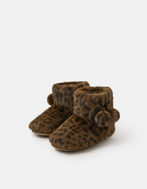 Fluffy Leopard Slipper Boots, Leopard (LEOPARD), large