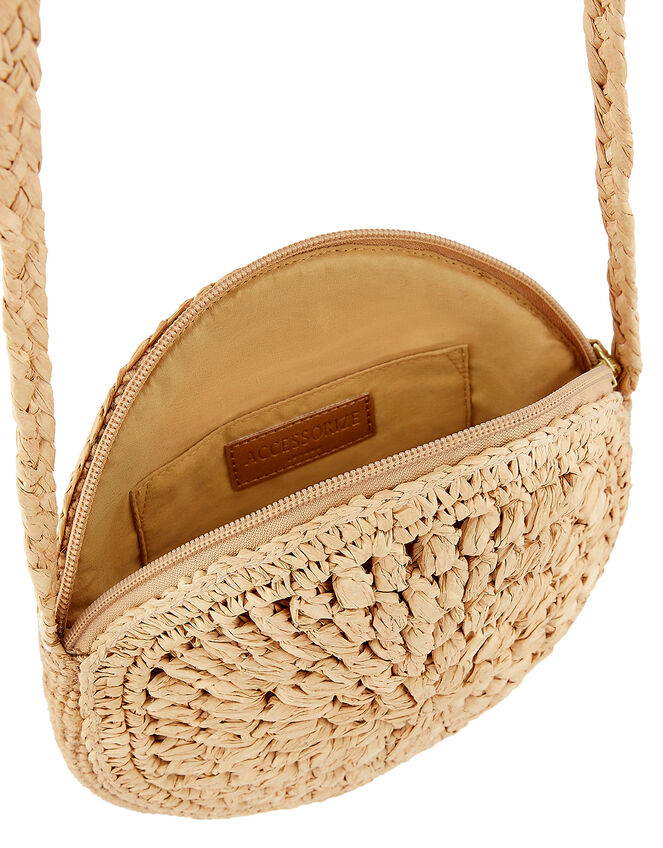 Catherine Raffia Circle Cross-Body Bag, , large