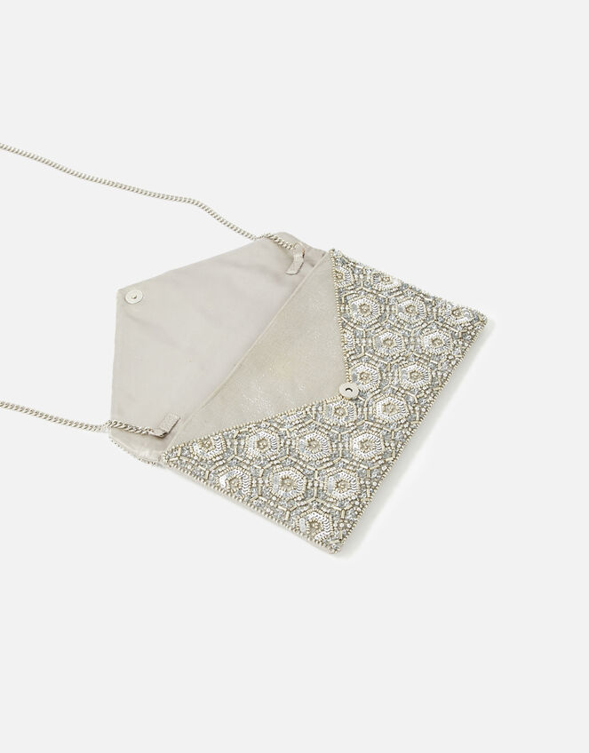 Tamara Embellished Clutch Bag, Silver (SILVER), large
