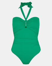 Halter Bandeau Shaping Swimsuit, Green (GREEN), large
