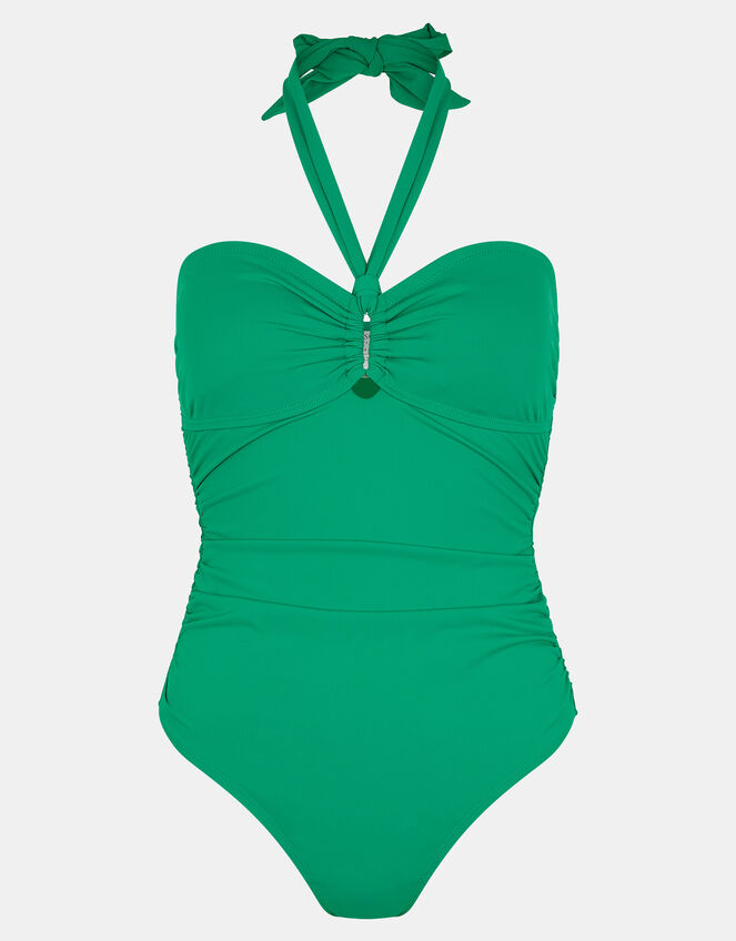 Halter Bandeau Shaping Swimsuit, Green (GREEN), large