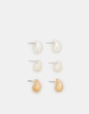 3-Pack Mini Chunky Teardrop Earrings, , large