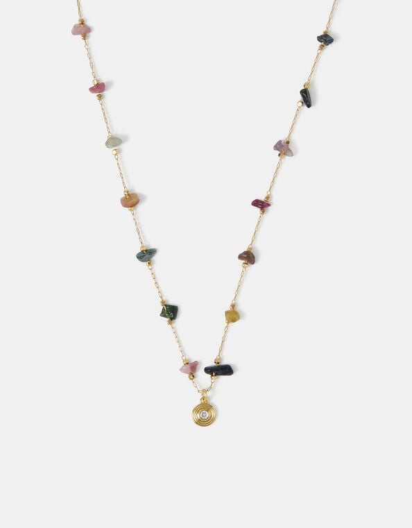 14ct Gold-Plated Semi-Precious Nugget Station Necklace, , large