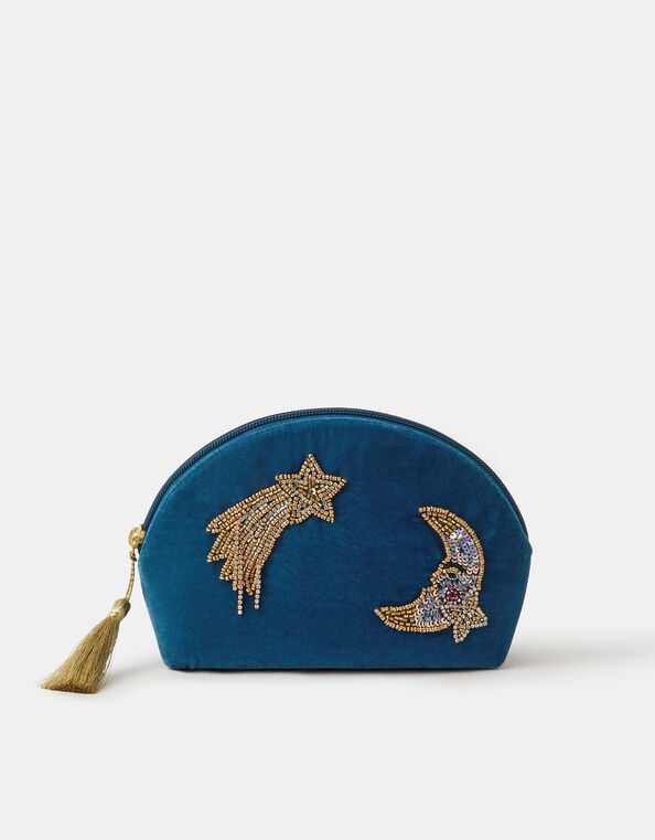 Star & Moon Embellished Velvet Pouch, , large