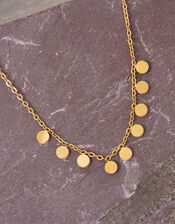 Stainless Steel Tiny Disc Station Necklace, , large