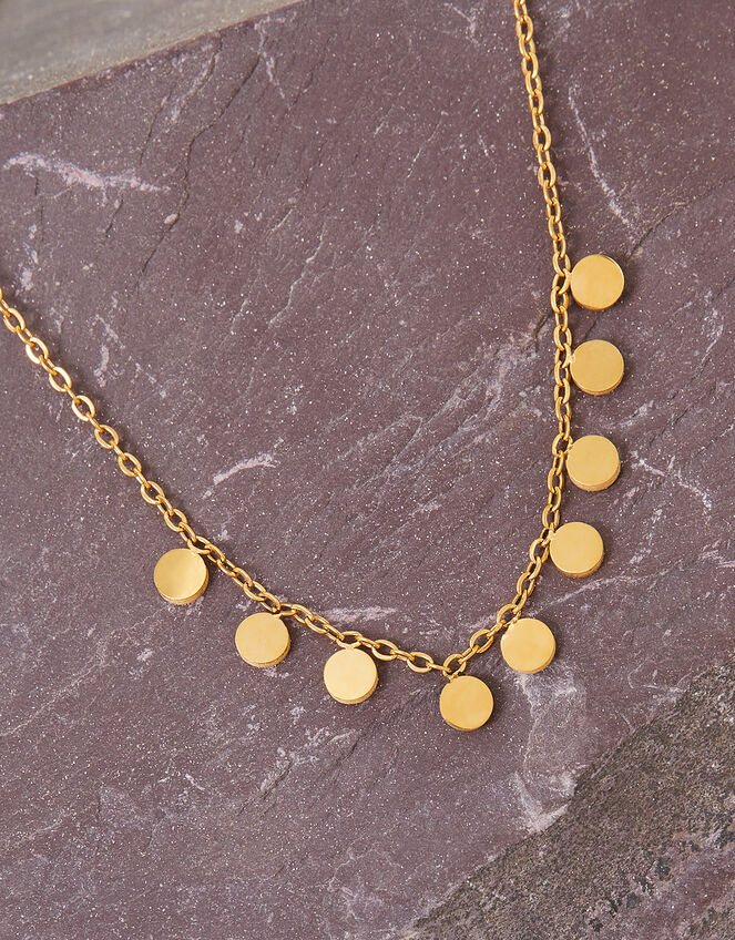 Stainless Steel Tiny Disc Station Necklace, , large