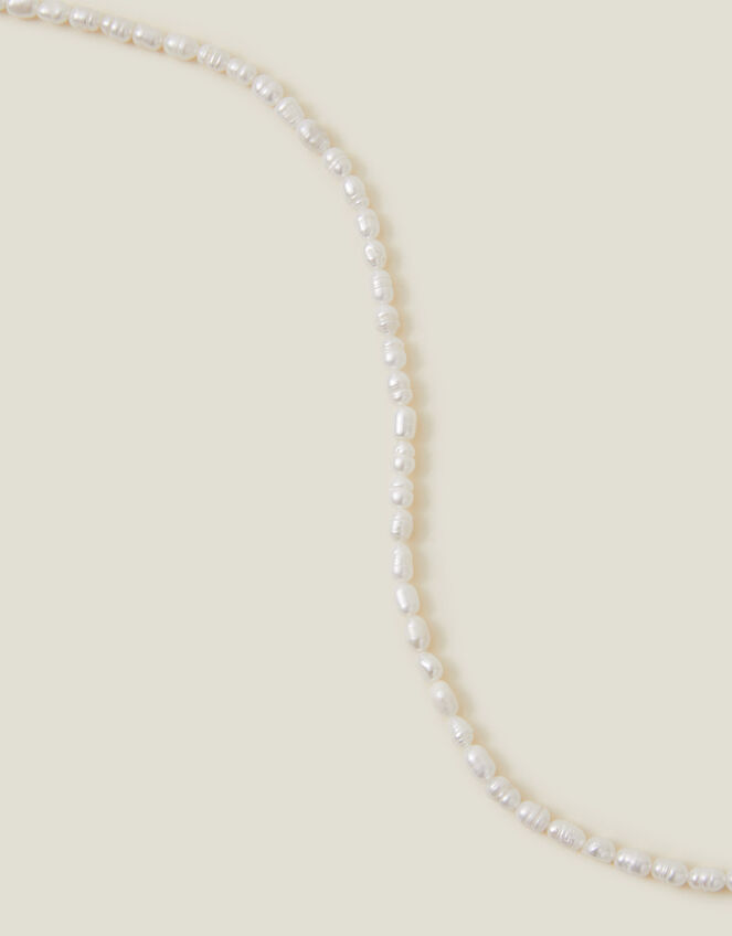 Sterling Silver Seed Pearl Necklace, , large