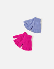 Girls Plain Capped Glove Set, Multi (BRIGHTS-MULTI), large
