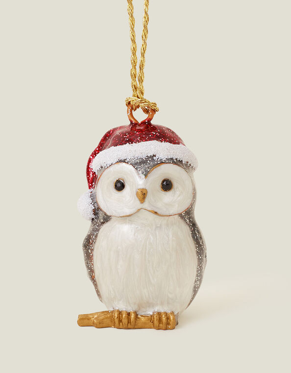 Enamel Santa Owl Hanging Decoration, , large