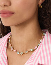 Gemstone Flower Chain Necklace, , large