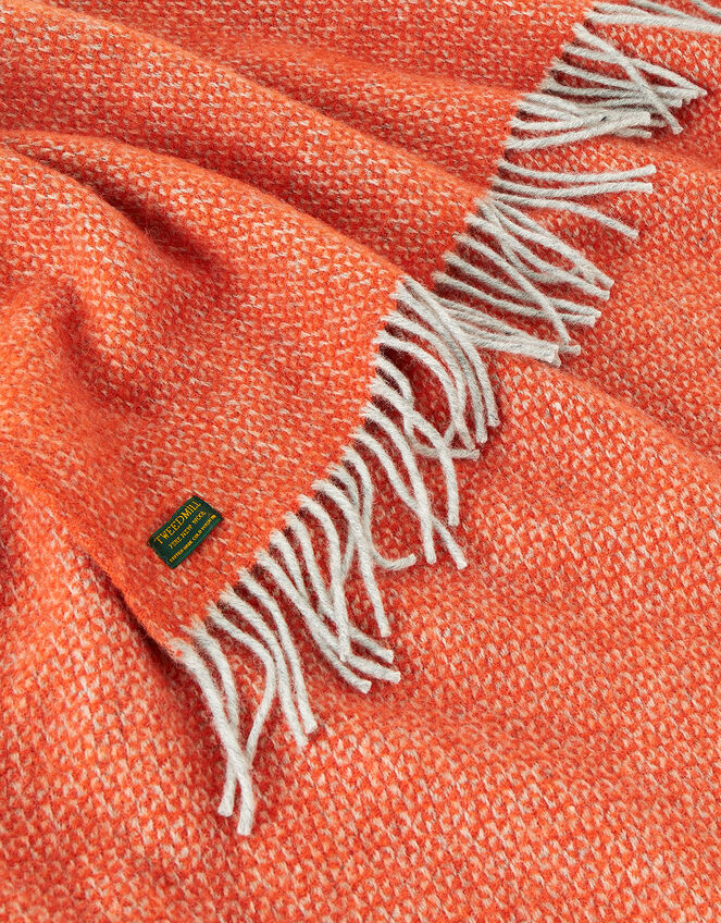 Tweedmill Tassel Throw in Pure Wool, Orange (ORANGE), large