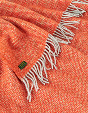 Tweedmill Tassel Throw in Pure Wool, Orange (ORANGE), large